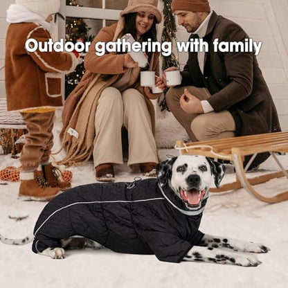Four Legged Dog Winter Coat for Small Dogs, Warm Puppy Onesie Clothes Christmas, Reflective Turtleneck Dog Jacket with Buckles & D-Rings, Puffer Cold Weather Coat Zipper - color: Dark Grey, size: Large