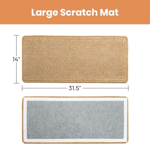 Ordora Cat Scratcher & Mat Set: 31.5" Extra Large Cat Scratch Pad&Bed – Cat Wall Scratcher Protects Sofas and Furniture – Ideal for Indoor Cats to Scratch and Rest - size: Extra Large scratcher+mat