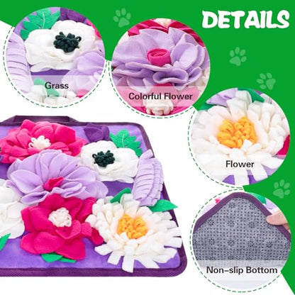 Snuffle Mat for Dogs,Dog Feeding Mat Sniff Mat Interactive Dog Puzzle Mat for Training and Stress Relief Encourages Natural Foraging Skills (Purple) - color: purple