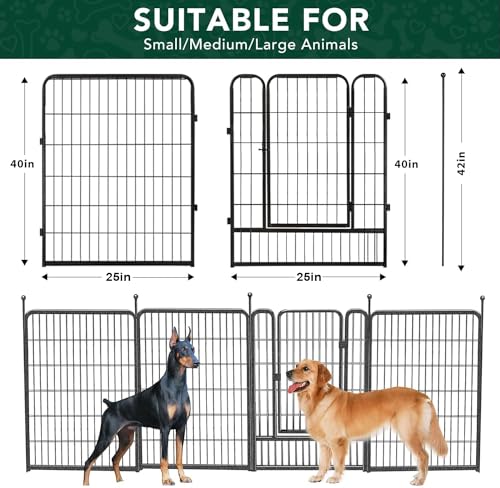 VISCOO Dog Playpen Outdoor, 16 Panels 40" High Metal Dog Fence with Gate, Pet Fence for Large/Small Dogs, Portable Dog Fence for RV Camping, Yard