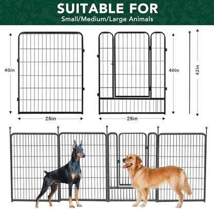 VISCOO Dog Playpen Outdoor, 16 Panels 40" High Metal Dog Fence with Gate, Pet Fence for Large/Small Dogs, Portable Dog Fence for RV Camping, Yard