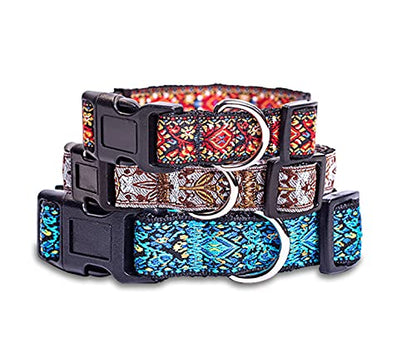 Dog Collars for Small Medium & Large Dogs - Female and Male Patterns on Long Lasting, Adjustable, Strong and Durable Puppy Quick Release Buckle, White Woven Collar - color: White Woven, size: X-Large