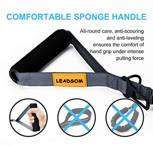 6FT Highly Reflective Heavy Duty Elastic Bungee Medium and Large Dog Leash Shock Absorbing with Comfortable Padded Handle and Traffic Handle Suitable for Training Grey - color: Grey