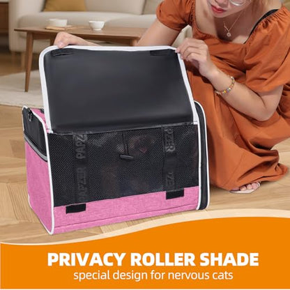Top Loading Medium Cat Carrier with Privacy Protection for Nervous Pet, Soft-Sided Small Puppy Travel Crate Vet Visit, Kitty Cage Kennel Bag Suitcase Luggage Sleeve, 18x11x11 Inch Pink - color: Pink