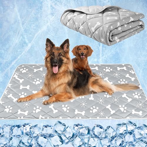 wegreeco Pet Dog Cooling Mat for Cats, Lightweight Bed Outdoor Cooling Blanket for Dogs and Cats, Small Medium Large Puppy Cool Pad for Dogs, Small Bones Large - color: Small Bones, size: Large