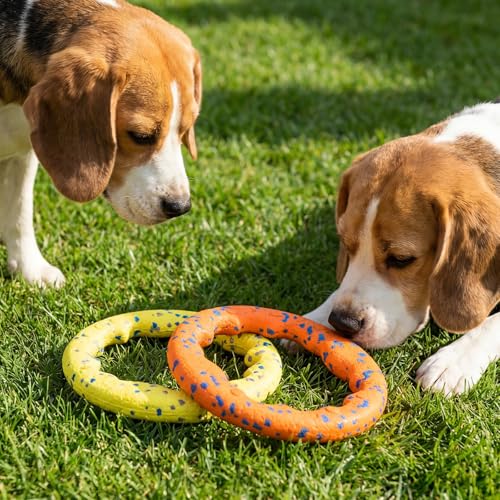 2 Pcs 9 Inch Dog Ring Dog Toy Flying Discs Training Ring Water Floating Fetch Toys Puppy Floating Pet Chewers for Throwing Catching Medium Large Breeds