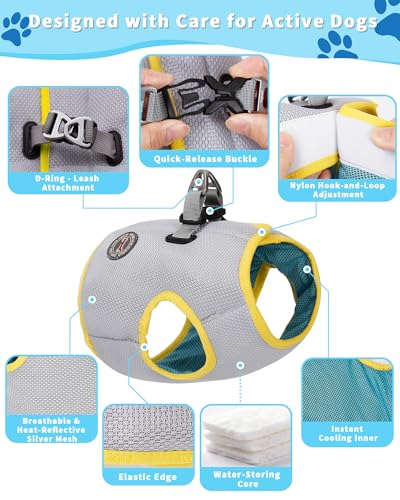 Dog Cooling Vest with Instant Chill-Heat Reflective Mesh Evaporative Dog Cooling Shirt,Adjustable Quick Release Cooling Harness for Dogs for Summer Walking,Hiking & Hot Weather (XXX-Large) - size: XXX-Large（Chest Girth 29.9-35.4‘’）