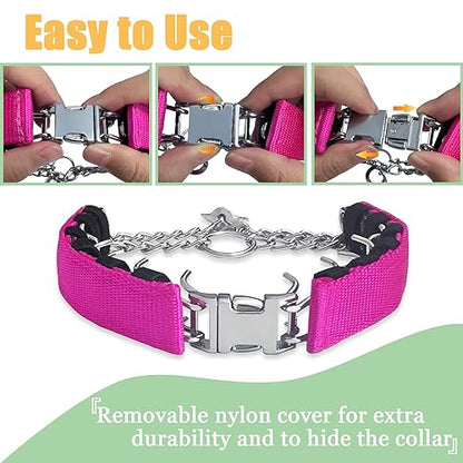 No Pull Collar with Quick Release Buckle for Small Medium Large Dogs - color: Pink, size: S (14-17" Neck, 2.25mm)