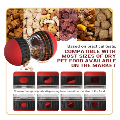 Dog Treat Dispenser Toy, Slow Feeder Enrichment Interactive Toy to Relieve Boredom and Anxiety, Not Suitable for Aggressive Chewers (Red) - color: Red