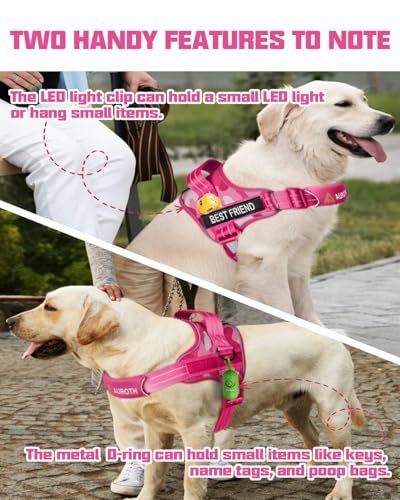 AUROTH Dog Harness and Leash Set, Soft Padded Service Dog Vest with 5.25FT Dog Leash, No Choke, Easy On Pet Vest, Adjustable Reflective No Pull Pet Vest Medium Sized Dog, Easy Walking and Training - color: Pink Camo, size: Medium