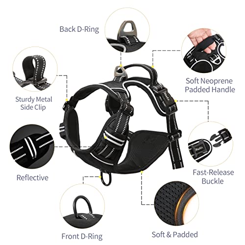 HEELE Dog Harness Dog Harness Small Dog No Pull Harness with Soft Handle Reflective Harness Adjustable, Black, S - color: Black, size: S
