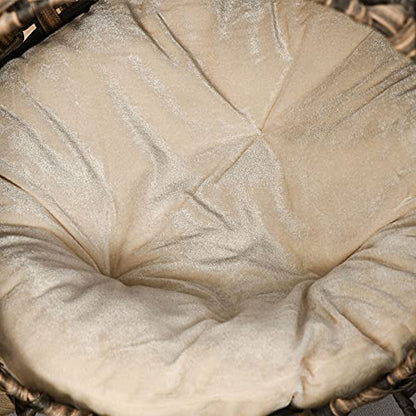PawHut 20.5" Weaved Cat Bed, Elevated Hand-Woven Braided Banana Leaf Kitten House Condo with Cushion, Brown - color: Brown