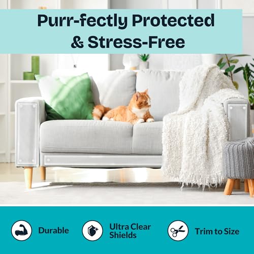 Reli. Cat Scratch Furniture Protector (7 Pack w/Pins) XL | Cat Couch Protector from Claws | Clear Plastic Anti Scratch Furniture Shield for Couch Corner, Sofa