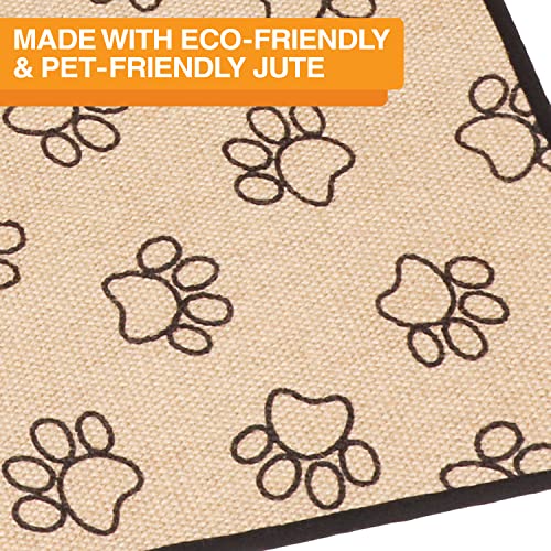 Neater Pets Jute Litter Trapping Mat, Eco-Friendly Plant-Based Material Catches Mess from Kitty Litter Box to Protect Floors, Soft on Cats Paws, Anti-Skid Backing, Easy to Clean, Paw Print, 24" x 36" - color: Paw Print