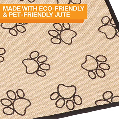 Neater Pets Jute Litter Trapping Mat, Eco-Friendly Plant-Based Material Catches Mess from Kitty Litter Box to Protect Floors, Soft on Cats Paws, Anti-Skid Backing, Easy to Clean, Paw Print, 24" x 36" - color: Paw Print