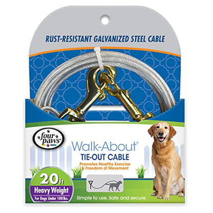 Four Paws Heavy Weight Tie Out Cable Silver 20 Feet - size: 20 Feet