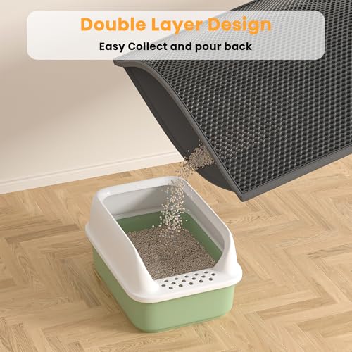 Pieviev 2 Packs Cat Litter Mat Double Layer Waterproof Urine Proof Trapping Mat (30''X24'', Black) - color: Black
