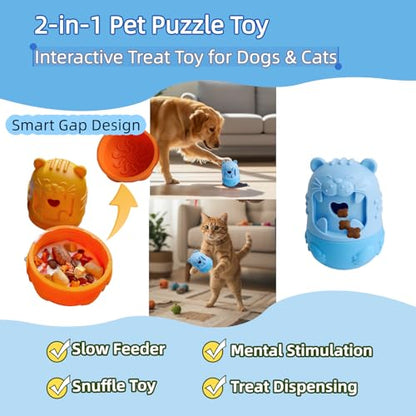 Cat Cognitive Treat Dispensing Dog Enrichment Toy,Multi-Functional Puzzle Design,Snuffle Ball& Interactive for Pet Mental Stimulation,Smart (Blue) - color: Blue