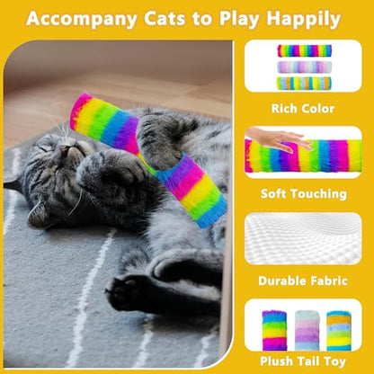 3 Pack Catnip Toys,Soft and Durable Cat Pillows Toys, Crinkle Sound Catnip Toys,Indoor Interactive Cat Kicker Toy, Companion Toys for Cats (Rainbow Set) - color: Rainbow Set