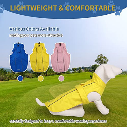 Waterproof Dog Raincoat with Reflective Strip, Adjustable Breathable Rain Coat Jacket with Leash Hole for Dogs (Pink, X-Small) - color: Pink, size: X-Small