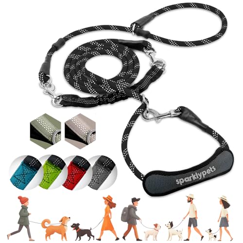 SparklyPets - Bungee Rope Handsfree Leash for 1 Dog - Demovable Slip Lead - Waist or Hip Belt Leash for Dog Walking, Running, Carnicross - Medium & Large Breeds - color: Black