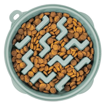 Outward Hound Medium Slow Feeder Bowl, Puzzle Maze for Fast Eaters, Small to Medium Dogs, Helps Prevent Bloat & Aid Digestion, Holds 2 Cups Wet or Dry Food, Non-Slip, Made Without BPA, Sage - size: Medium