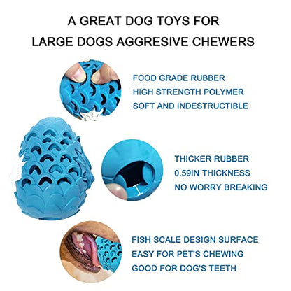 Aggressive Chewer Dog Toys: Indestructible Dragon Egg Treat Dispensing Toy - color: Blue white