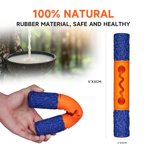 Stick Interactive Dog Toy 9” in Outdoor Dog Toy for Aggressive Chewers Tough Natural Rubber Chew Toys (Blue&Red) - color: Blue&Red