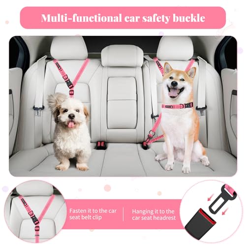 Heavy Duty Hands Free Multifunctional Dog Leash - Adjustable, Reflective, Waist Leash for Dog Walking, Running, Hiking - 5-7FT - color: Pink