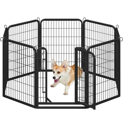 Yaheetech Dog Playpen Outdoor, 32 inch 8 Panels Dog Pen Indoor Heavy Duty Puppy Exercise Pen Metal Pet Fence for RV Camping/Yard/Garden - size: 32"