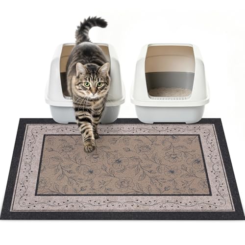 Cat Litter Mat Trapping Rug 33"x22", Large Litter Box Mat for Floor, Non-Slip Waterproof Backing, Soft Mesh Easy to Clean Pet Mat for Cat Brown - color: Brown, size: 33"X22"