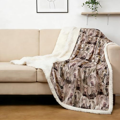 BlessLiving Fuzzy Dog Blanket for Kids Adults Puppy Lovey Fleece Blanket Reversible Animal Pattern Sherpa Throw (Weimaraner, 60 x 80 Inches) - color: Weima Dog 1, size: Twin, 60 x 80 Inches