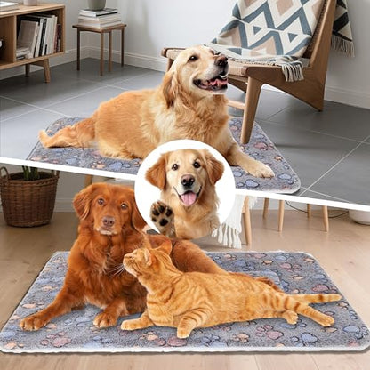 Cat & Small Dog Bed Mat, Soft Pet Kennel Pad with Cute Pattern, Multi-Size Durable & Machine Washable, Pet Pad for Cats, Puppies & Toy Breed Dogs (Gray Paw, Medium) - color: Gray Paw, size: 22.8''L×15.4''W×1.4''Th