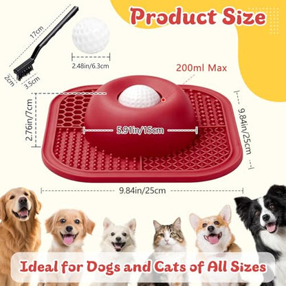 Slow Feeder Dog Bowls & Lick Mat for Liquid and Thick Treat, Anti-Slip Dog Lick Bowl with Interactive Rolling Ball, 5/6 Cup Pup Licking Toy for Large Medium Small Dogs and Cats Red - color: Red