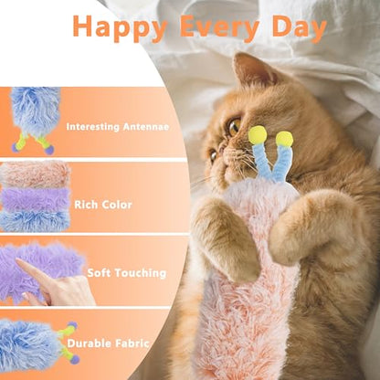 3 Pack Catnip Toys,Soft and Durable Cat Pillows Toys, Rich Color Cat Toys with Antennae, Indoor Interactive Cat Kicker Toys, Companion Toys for Cats (Antenna Purple Set) - color: A-Purple+Blue+Pink