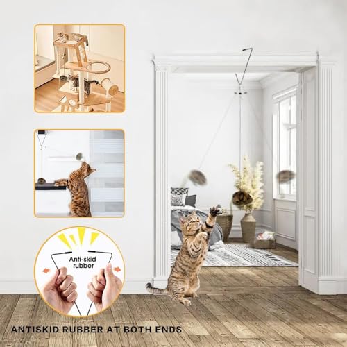 Cat Toys for Indoor Cats,Interactive Door Hanging Cat Toys Attached with Catnip/Feathers/Birds/Worm Toys for Cats/Kitten Toys(3 Pack) - size: 001