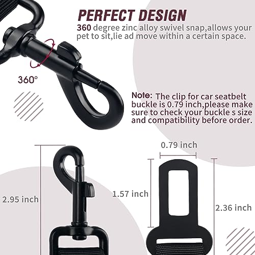 Dog Seat Belt,3 Piece Set Retractable Dog Car Adjustable Seatbelts for Vehicle Nylon Pet Safety Heavy Duty & Elastic & Durable Car Harness for Dogs - color: Set 08-Black+Fuchsia