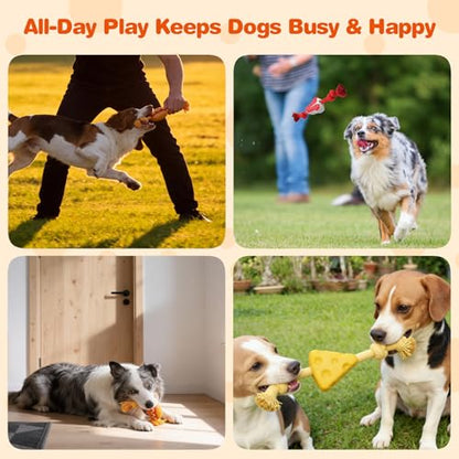 FOFOS Dog Chew Toys for Aggressive Chewers, 3 Pack Rubber Dog Rope Toys, Tough Toys for Boredom Relief and Cleaning Teeth, Indestructible Tug of War Toys for Small Medium Dogs