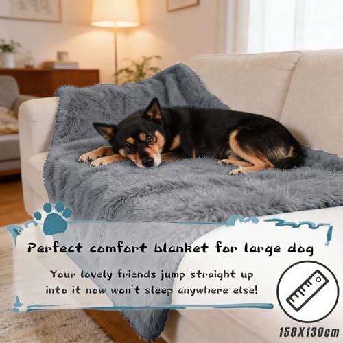 Grey Large Dog Blanket, Super Soft Fluffy Sherpa Fleece Dog Couch Blankets and Throws for Large Medium Small Dogs Puppy Doggy Pet Cats, 50x60 inches - color: Dark Grey