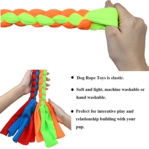 ASOCEA 2 Pack Dog Fleece Rope Toy for Dog Chase and Tug Pet Interactive Cotton Chew Toy Dog Tether Lure Toy Dog Flirt Pole Replacement Toys to Outdoor Exercise & Training - color: Blue+Green