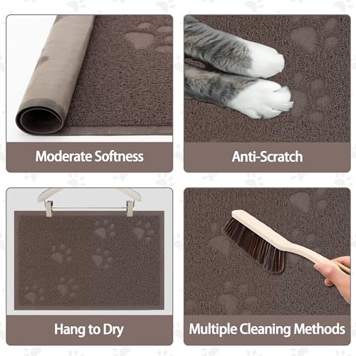 Darkyazi Cat Litter Box Mat for Floor Litter Trapping Mat Non-Slip Backing, Scatter Control, Easy Clean, Water Resistant, Soft on Paws (15.75" x 11.75",Coffee) - color: Coffee