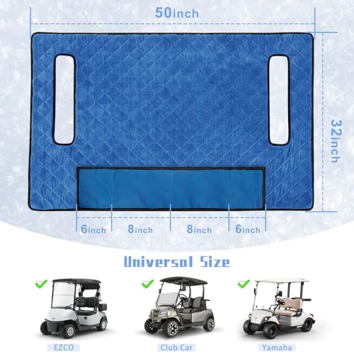 Golf Cart Seat Covers with 4 Front Pockets, Thick Seat Towel Blanket with Non-Slip Backing, Fits EZGO, Club Car, Yamaha and More 2 & 4 Passenger Golf Carts, Blue - color: Blue