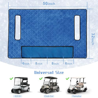 Golf Cart Seat Covers with 4 Front Pockets, Thick Seat Towel Blanket with Non-Slip Backing, Fits EZGO, Club Car, Yamaha and More 2 & 4 Passenger Golf Carts, Blue - color: Blue