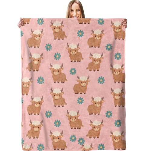 Cute Highland Cow Blanket - Plush, Soft, Comfy, Lightweight, Warm, Fuzzy, Cozy Flannel Throw Blanket for Couch, Travel, Bed, Office, Outdoor - 40in×50in - color: Highland Cow25, size: 50in×40in