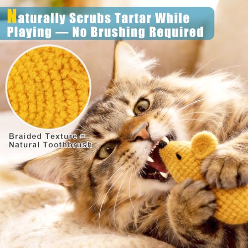 Retro Shaw Catnip Toys Crochet Mice Cat Toys, 3 Pcs Durable Yarn Cat Mouse Toys for Indoor Cats, Stuffed with Natural Catnip & Silvervine Blend, Handmade Interactive Kitten Chew Toy for Teeth Cleaning - style: Mice-3