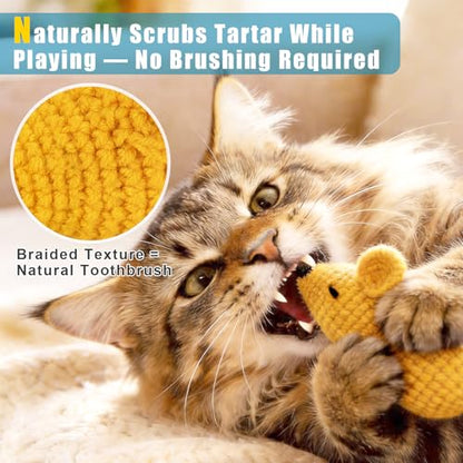 Retro Shaw Catnip Toys Crochet Mice Cat Toys, 3 Pcs Durable Yarn Cat Mouse Toys for Indoor Cats, Stuffed with Natural Catnip & Silvervine Blend, Handmade Interactive Kitten Chew Toy for Teeth Cleaning - style: Mice-3