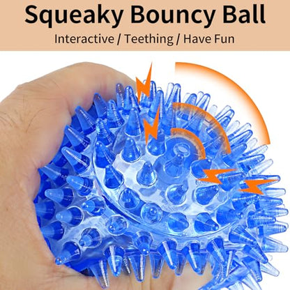 6 Pack Squeaky Spiky Dog Balls, Puppy Chew Toys for Teething, Food-Grade TPR Rubber Durable, Interactive Fetch Floating Dog Pool Ball Toy for Chewers for Small Medium (Medium) - size: Medium