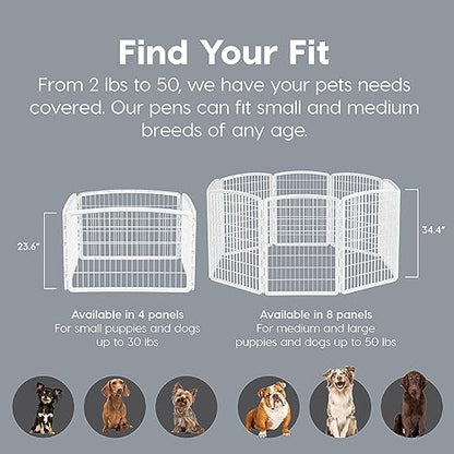 IRIS USA 34" Exercise 8-Panel Pet Playpen with Door, Dog Playpen, Puppy Playpen, Small Medium Large Dogs, Keep Pets Secure, Easy Assemble, Rust-Free, Heavy-Duty Molded Plastic, Customizable, White - color: White, style: 8-Panel w/ Door