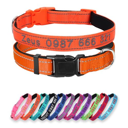 Padded Dog Collar,Soft Neoprene Personalized Pet Collar,Custom Embroidered Pet Name and Phone Number,Breathable Nylon Dog Collars,Quick Release Snap Buckle Dog Collar,Orange - color: Orange