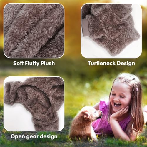 Idepet Velvet Dog Pajamas, Turtleneck Dog Sweater Fuzzy Plush Onesie Soft Cat Apparel Pet Clothes Winter Outfit Doggy Pjs Puppy Jumpsuit for Small Dogs Cats (Brown,S) - color: Brown, size: Small